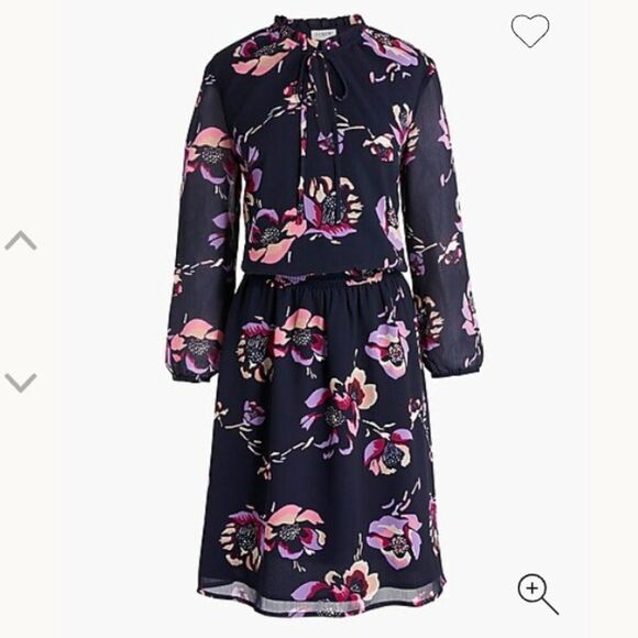 J. Crew Factory Dresses & Skirts - J. Crew Factory AK912 Navy Blue Floral Smocked-waist Dress size XS NWT